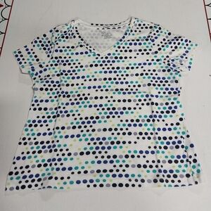 Studio Works Polka Dot V-Neck Women's Top